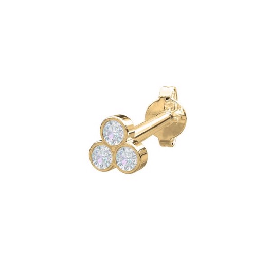 8: Piercing smykker - Pierce52 ørestik i 14kt. guld m. 3 diamanter i blomst